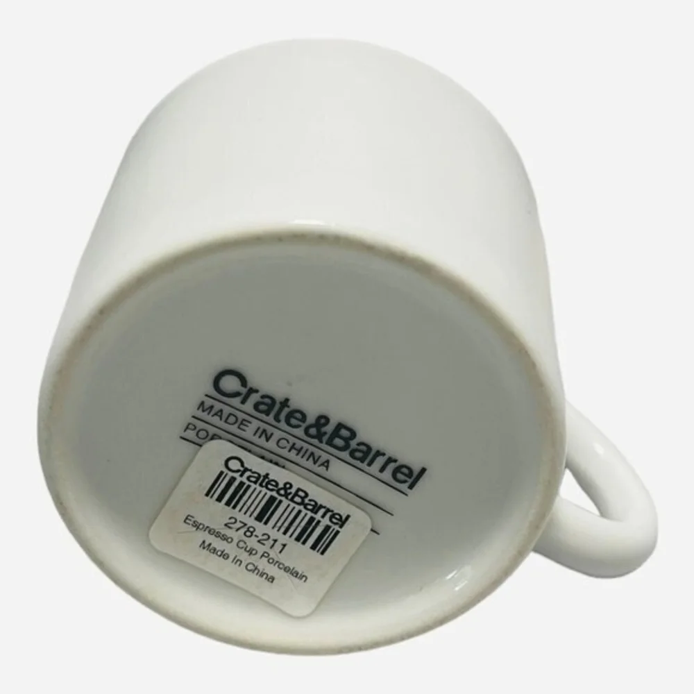Set 4 Crate & Barrel White Porcelain Espresso Cups 2.5